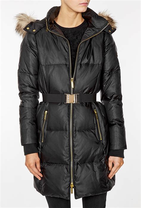 michael kors black and white fur coat|Michael Kors women's down coat.